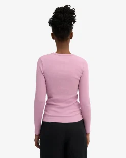 Women Organic Rib LS T-Shirt - Cherry Blossom
