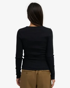 Women Organic Rib LS T-Shirt - Deep Black