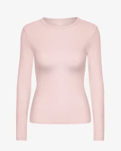 Women Organic Rib LS T-Shirt - Faded Pink