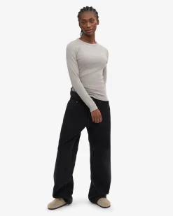 Women Organic Rib LS T-Shirt - Heather Grey