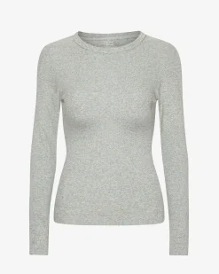Women Organic Rib LS T-Shirt - Heather Grey