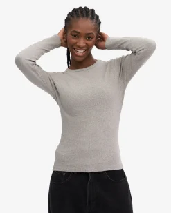 Women Organic Rib LS T-Shirt - Heather Grey