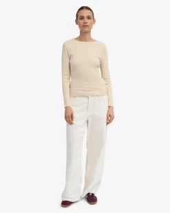 Women Organic Rib LS T-Shirt - Ivory White