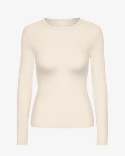 Women Organic Rib LS T-Shirt - Ivory White