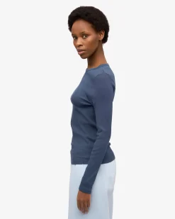 Women Organic Rib LS T-Shirt - Lava Grey