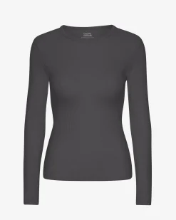 Women Organic Rib LS T-Shirt - Lava Grey