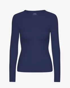 Women Organic Rib LS T-Shirt - Marine Blue