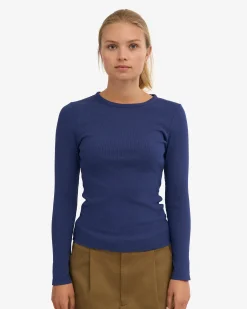 Women Organic Rib LS T-Shirt - Marine Blue