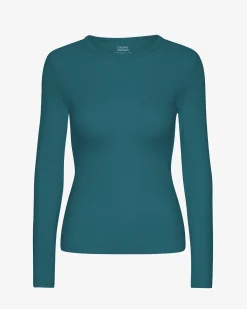 Women Organic Rib LS T-Shirt - Ocean Green
