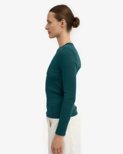 Women Organic Rib LS T-Shirt - Ocean Green