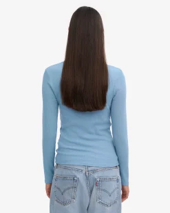 Women Organic Rib LS T-Shirt - Seaside Blue