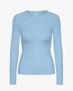 Women Organic Rib LS T-Shirt - Seaside Blue