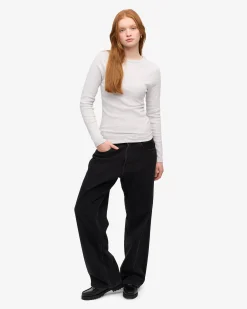 Women Organic Rib LS T-Shirt - Snow Melange