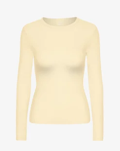 Women Organic Rib LS T-Shirt - Soft Yellow