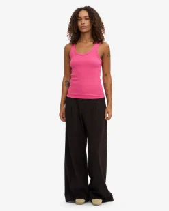 Women Organic Rib Tank Top - Bubblegum Pink