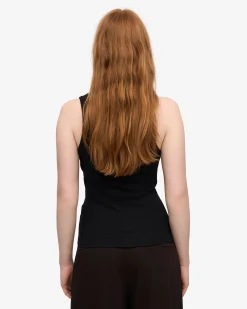 Women Organic Rib Tank Top - Deep Black