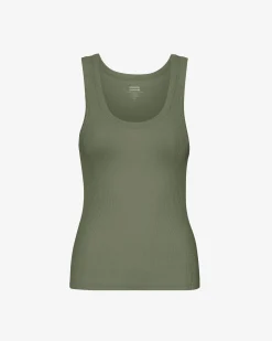 Women Organic Rib Tank Top - Dusty Olive