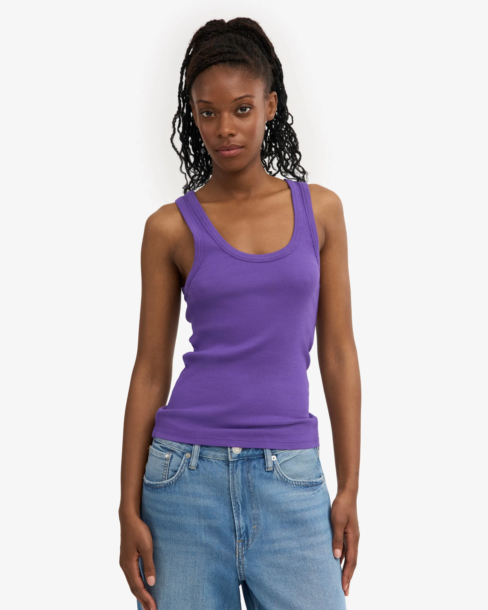 Women Organic Rib Tank Top - Dusty Olive