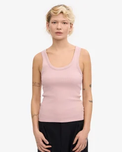 Women Organic Rib Tank Top - Faded Pink