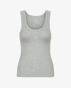 Women Organic Rib Tank Top - Heather Grey