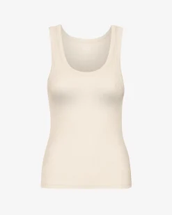 Women Organic Rib Tank Top - Ivory White