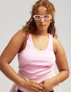 Women Organic Rib Tank Top - Lava Grey