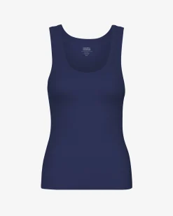 Women Organic Rib Tank Top - Marine Blue