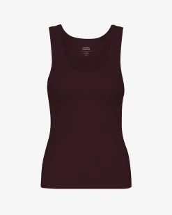 Women Organic Rib Tank Top - Oxblood Red
