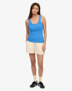 Women Organic Rib Tank Top - Pacific Blue