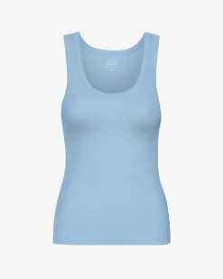 Women Organic Rib Tank Top - Seaside Blue
