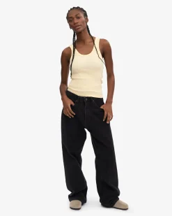 Women Organic Rib Tank Top - Soft Yellow