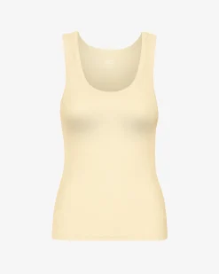 Women Organic Rib Tank Top - Soft Yellow
