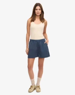 Women Organic Twill Shorts - Deep Black & Petrol Blue (2-Pack)